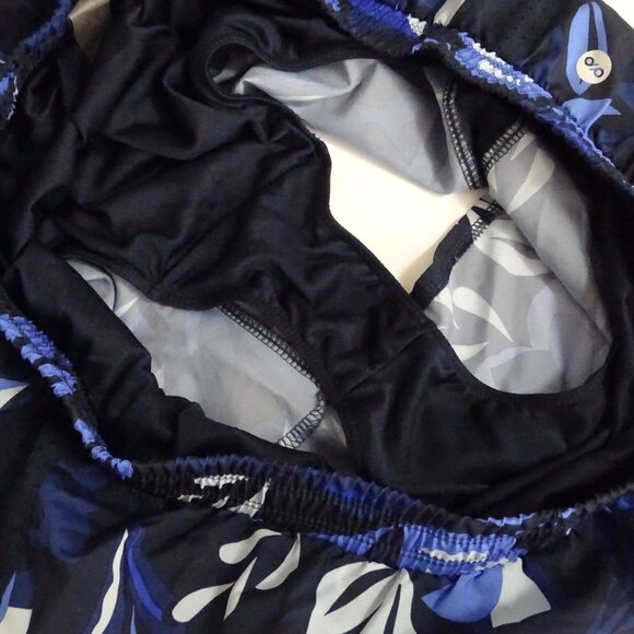 Dip Floral Swim Shorts Women Size XL Blue Liner Mesh Sides - Picture 6 of 6